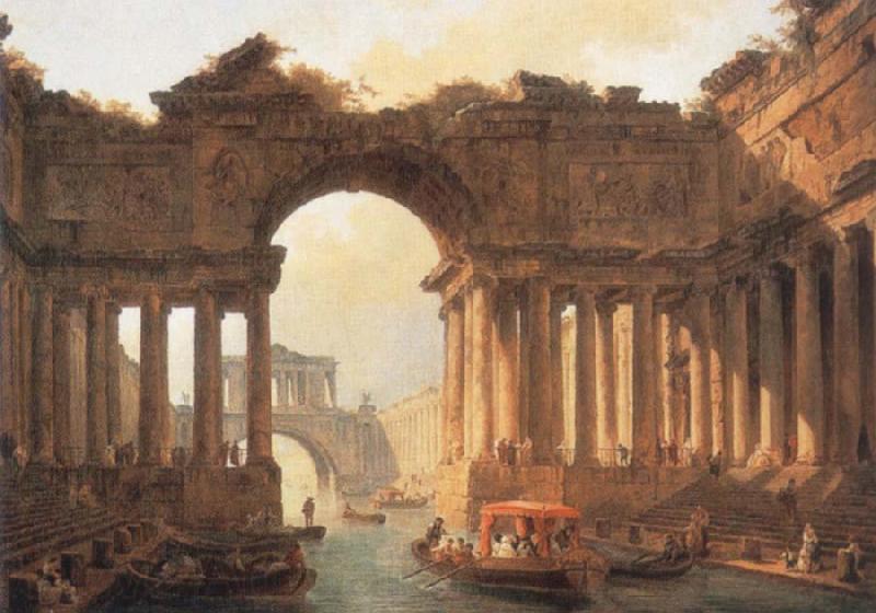 ROBERT, Hubert Architectural Landscape with a canal